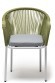 Лион стул плетеный из роупа, каркас алюминий светло-серый (RAL7035) шагрень, роуп салатовый меланж круглый, ткань светло-серая