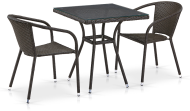 Комплект мебели MONIKA (Моника) T282BNT/Y137C коричневый со столом 70х70 на 2 персоны из искусственного ротанга